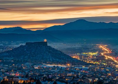The Blue Color of the Sky Reflects Upon the City of Castle Rock and it Shining Star