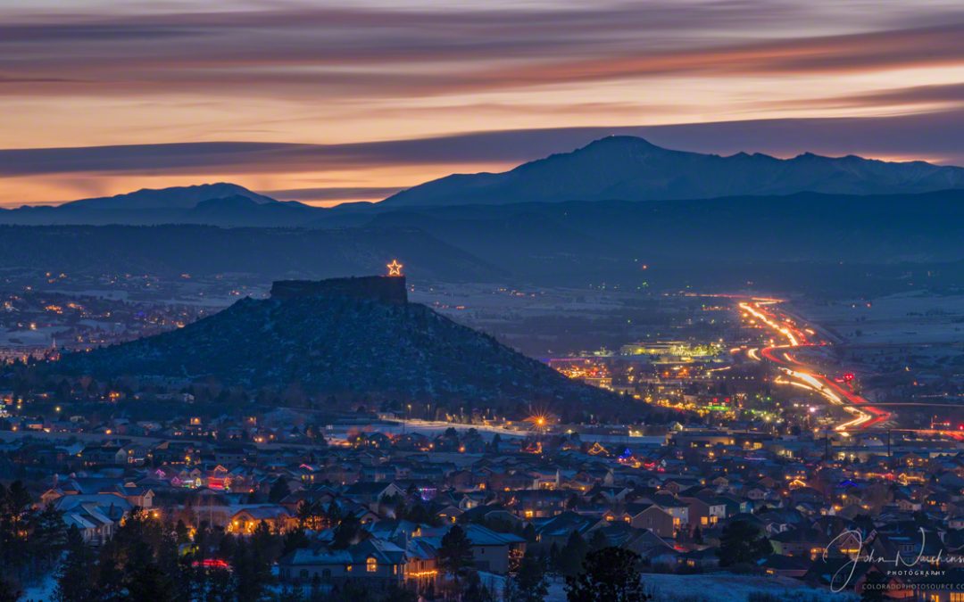 Castle Rock Star Shining Bright Above City Christmas Eve