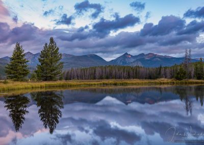 Mt Baker Sunrise Reflecting in Beaver Ponds, Rocky Mountain National Park