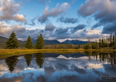 Clouds over Mt Baker Reflection on Beaver Ponds, Rocky Mountain National Park