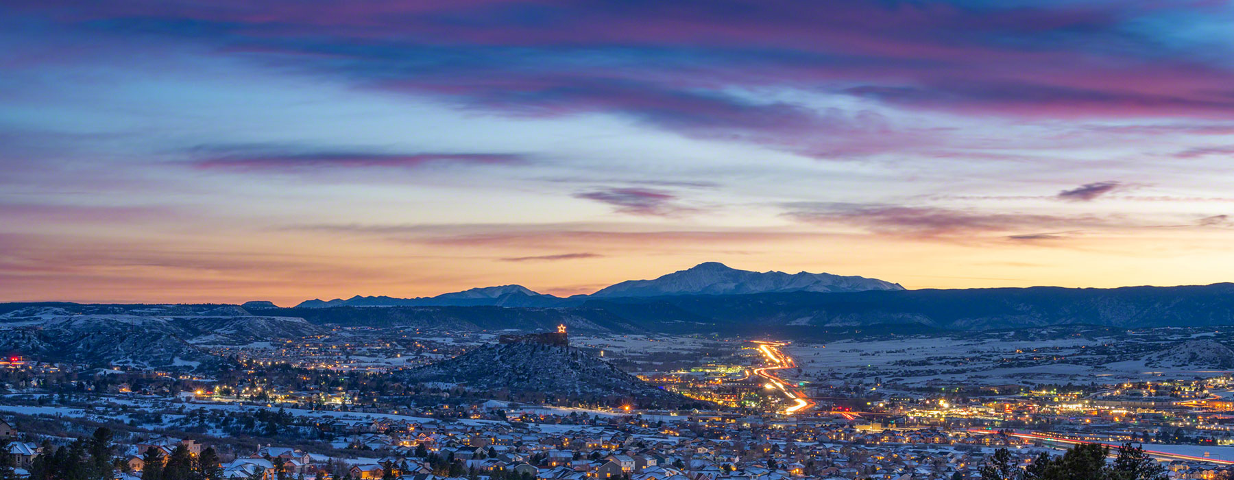 Panorama Photo Castle Rock Star Pikes Peak Sunset