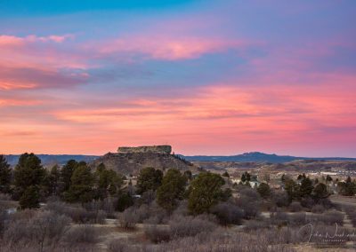 Pink Orange Winter Sunrise over Castle Rock CO