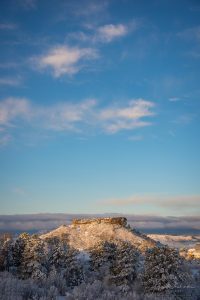 Snow and Blue Sky over Rock