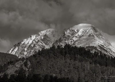 B&W Photo of Mount Chapin in Mummy Range Rocky Mountain National Park