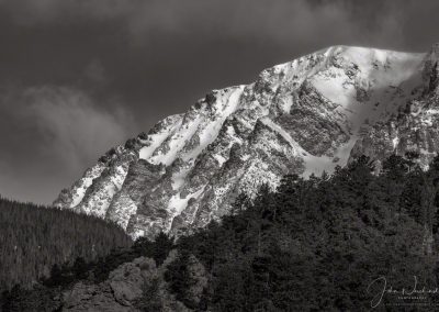 Dramatic B&W Photo of Mount Chapin in Mummy Range Rocky Mountain National Park