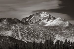 Photo of Snow Capped Longs Peak from Upper Beaver Meadows RMNP