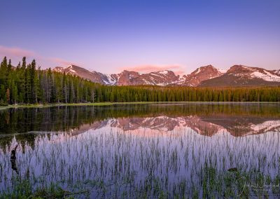 Purple Pink Dawn Photo of Bierstadt Lake RMNP