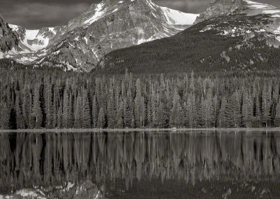 B&W Vertical Photo of Bierstadt Lake Rocky Mountain National Park at Sunrise