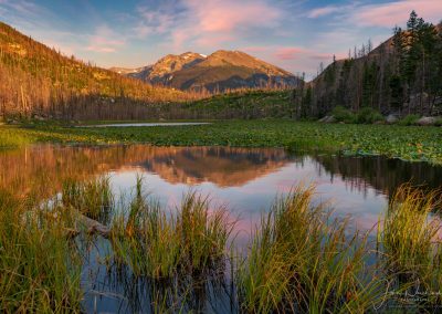 Pinks Sunrise Landscape Photo of Cub Lake Rocky Mountain National Park