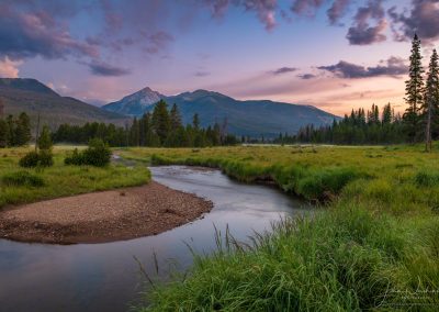 Colorado River and Baker Mountain in Kawuneeche Valley Sunrise at RMNP