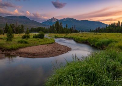 Pastel Sunrise Over Colorado River and Baker Mountain in Kawuneeche Valley RMNP