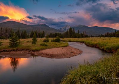 Colorful Sunrise Where Colorado River Begins - RMNP with Baker Mountain in Kawuneeche Valley