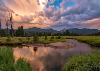 Wild Dramatic Sunrise over Colorado River in RMNP with Baker Mountain in Kawuneeche Valley