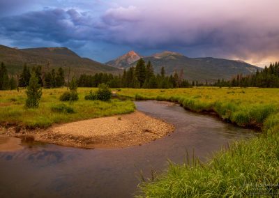 Peaceful Morning Sunrise over Colorado River and Baker Mountain in Kawuneeche Valley RMNP