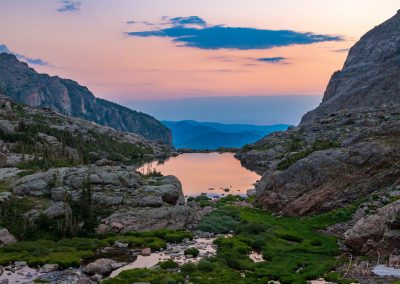 Pink Purple Sunrise over Lake of Glass RMNP