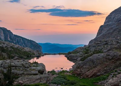 Pink Purple Light over Lake of Glass RMNP