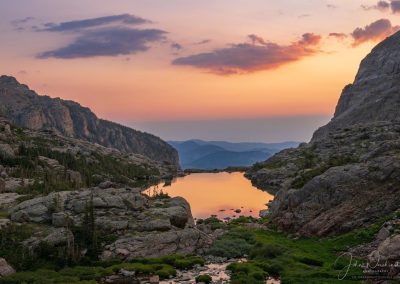 Photo of Lake of Glass Below Sky Pond at Sunrise