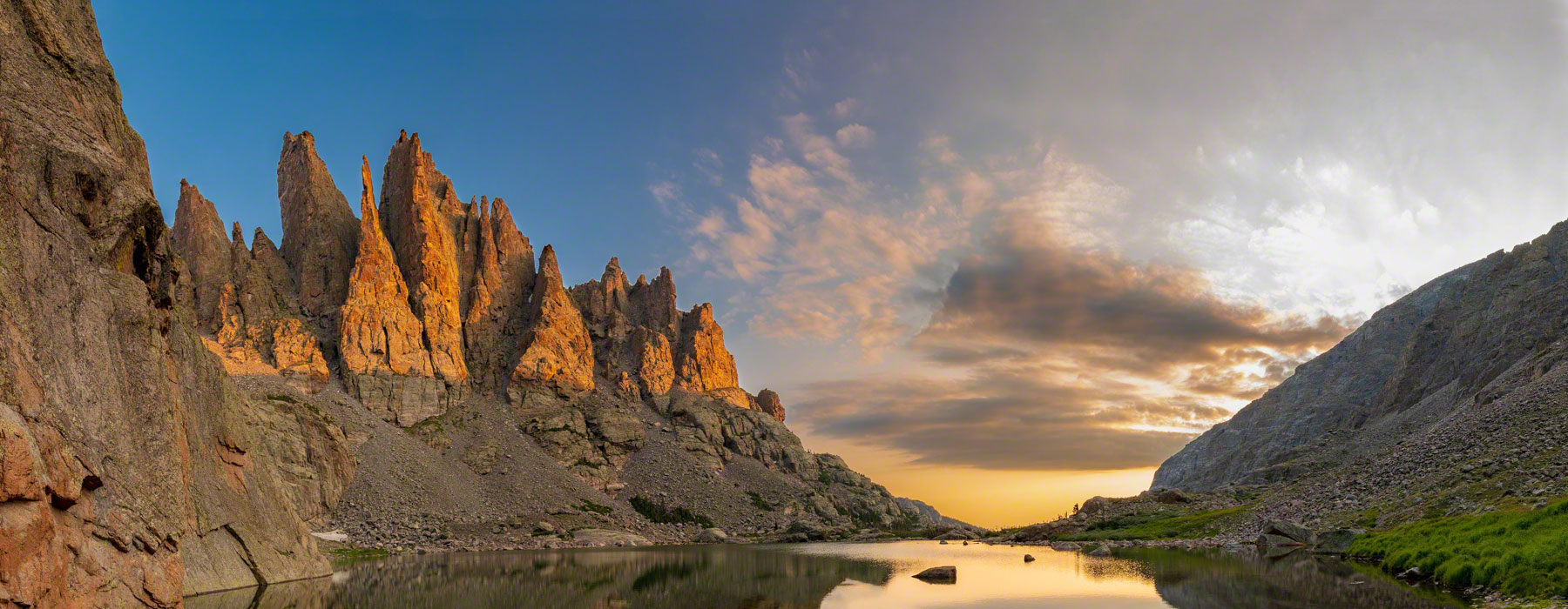 Colorado Photos of Cathedral Spires Reflecting Upon Sky Pond at Sunrise RMNP