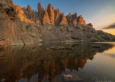 Sunrise Photos of Cathedral Spires Reflecting Upon Sky Pond - RMNP Colorado
