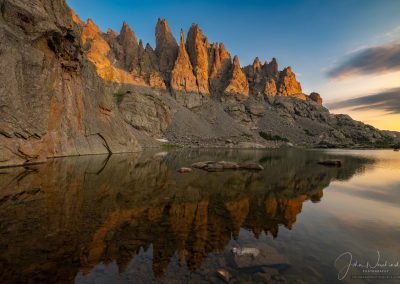 Sharkstooth - Cathedral Spires Mirror Reflection Upon Sky Pond RMNP
