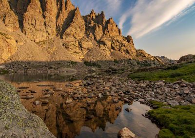 Vertical Photo of Sharkstooth - Cathedral Spires Reflecting Upon Sky Pond