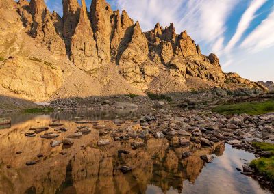 Dramatic Clouds over Sharkstooth - Cathedral Spires Reflecting Upon Sky Pond RMNP Colorado