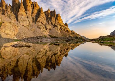 Seeing Double - Photo of Mirror Reflection of Cathedral Spires and Sky Pond RMNP Colorado