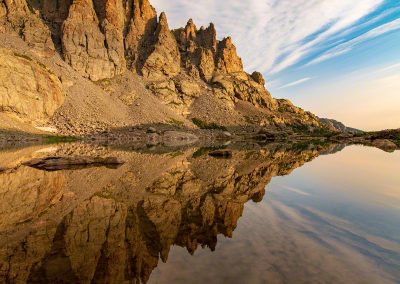 Vertical Mirror Reflection Photo of Cathedral Spires and Sky Pond RMNP Colorado