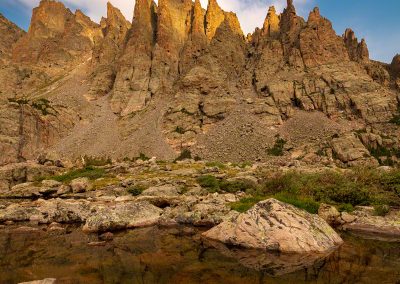Vertical Photo of Cathedral Spires and Sky Pond RMNP Colorado