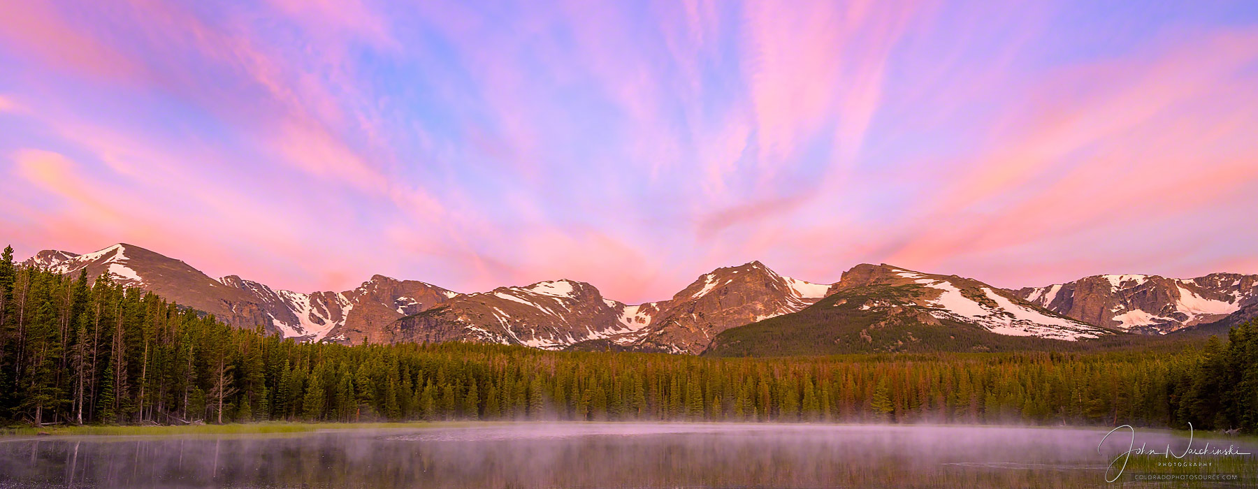 Panoramic Photo of Biersradt Lake RMNP Colorado Colorful Sunrise