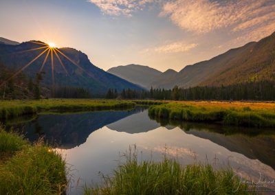 Sunrise over East Inlet Meadow and Mt Baldy Rocky Mountain National Park Colorado