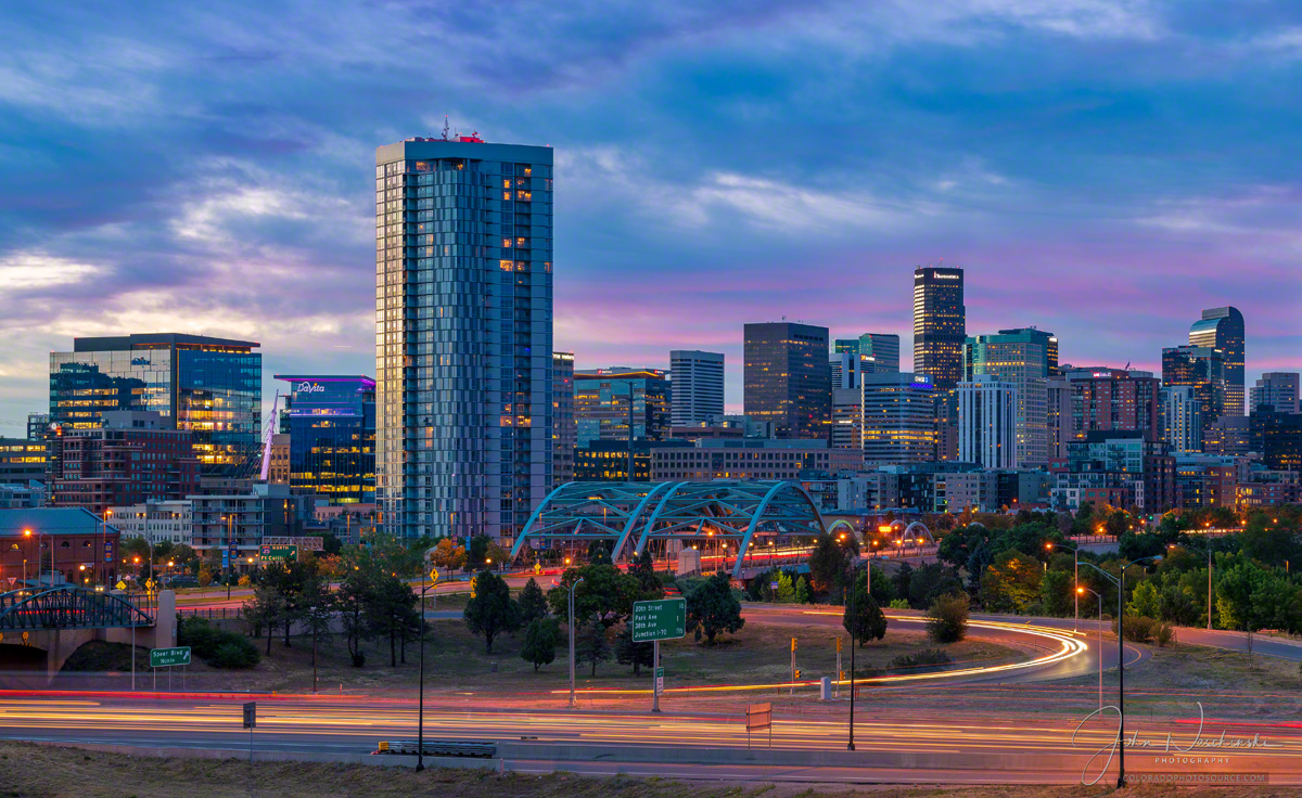Our photos of Denver Colorado Skyline at Sunrise. 