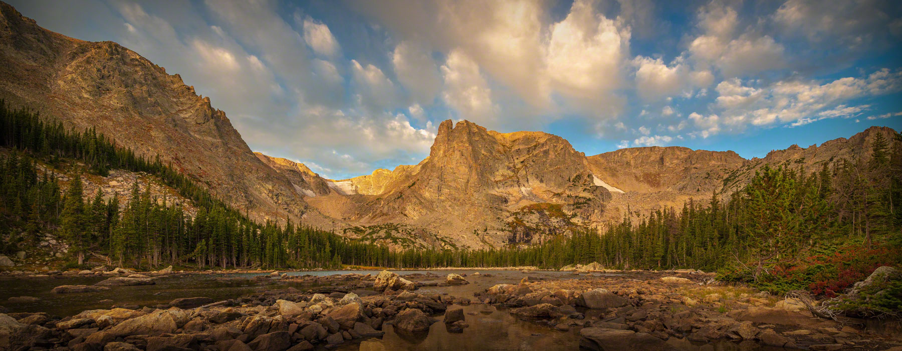 Photos of Flattop Mountain and Notchtop Mountain at Two Rivers Lake RMNP