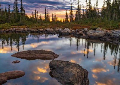 Vertical Photo of Dramatic Sunrise at Marigold Pond in Rocky Mountain National Park