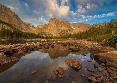 Photos of Flattop Mountain and Notchtop Mountain at Two Rivers Lake RMNP