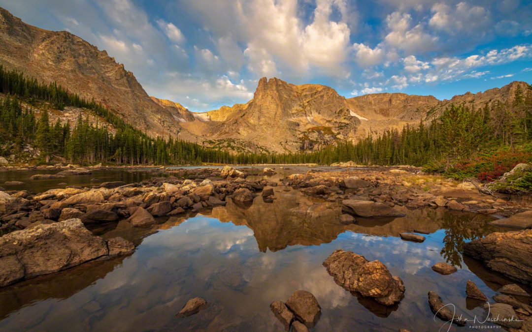 Photos of Flattop Mountain and Notchtop Mountain Two Rivers Lake RMNP