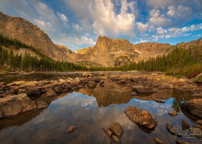 Photo of Flattop Mountain and Notchtop Mountain at Two Rivers Lake RMNP