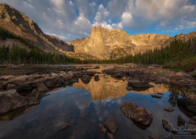 Photo of Notchtop Mountain Reflecting Upon Two Rivers Lake RMNP