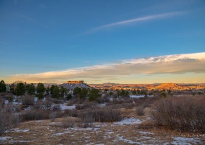 Photograph of First Light on the Rock in Castle Rock after Light Evening Snow