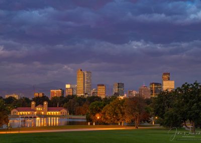 Photo of Denver Colorado Skyline from City Park at Dawn