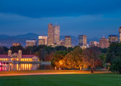 Dawn Photo of Denver Colorado Skyline from City Park