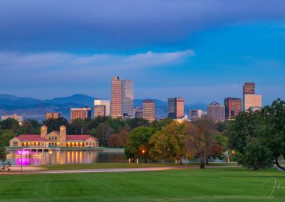 Early Blue Hour Photo of Denver City Park and Boathouse