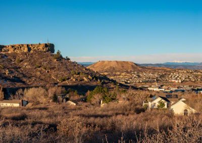 Sunrise Panoramic Photo of Castle Rock with Colorado's Front Range Mountains