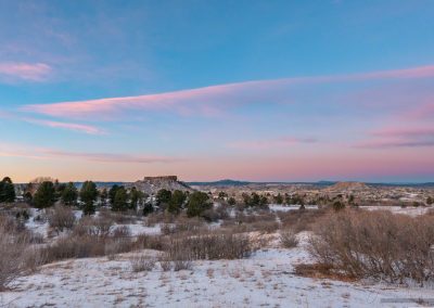 Colorful Sunrise Photo of Fresh Snow on Fall Morning in Castle Rock CO - Star Lit