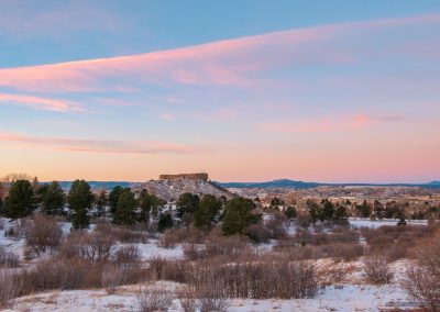 Pastel Sunrise Photo of Fresh Snow on Fall Morning in Castle Rock CO