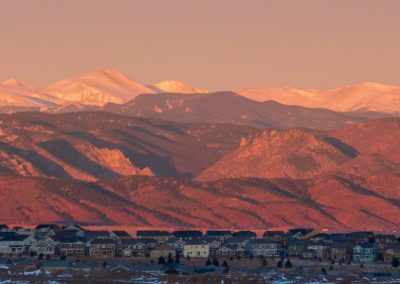 Panoramic Photo of Mt Evans and Front Range from Castle Rock