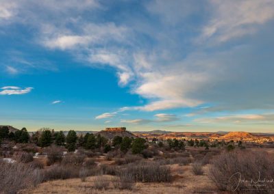 Photo of Beautiful Sunrise with Blue Skies and White Clouds at First Light in Castle Rock CO