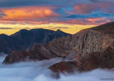 Colorful Sunrise above Inversion at Terra Tomah and Hayden Spire RMNP