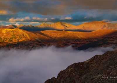 First Light on Never Summer Range with Inversion Below