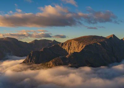 Sunrise Panorama at Rock Cut with Low Lying Fog - RMNP